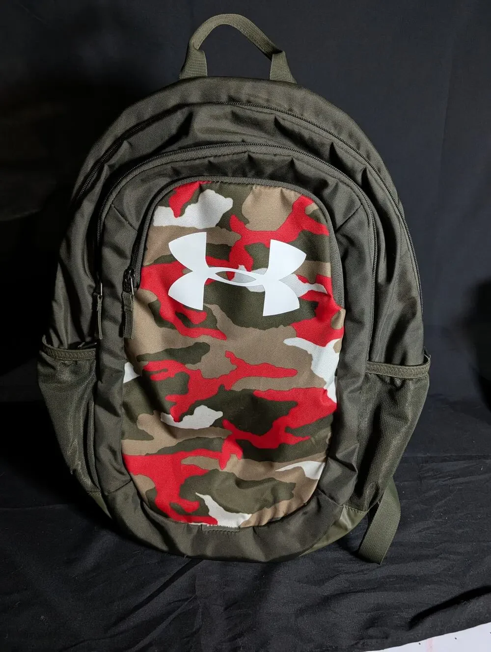 Under Armour Hustle Backpack Camo Olive Green Laptop School Sports Travel Bag